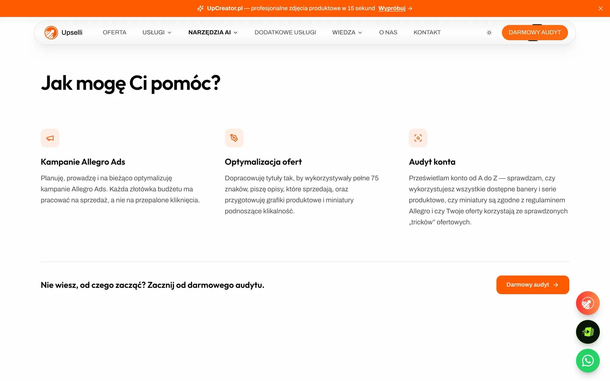 Zakres usług Allegro Ads od Upselli